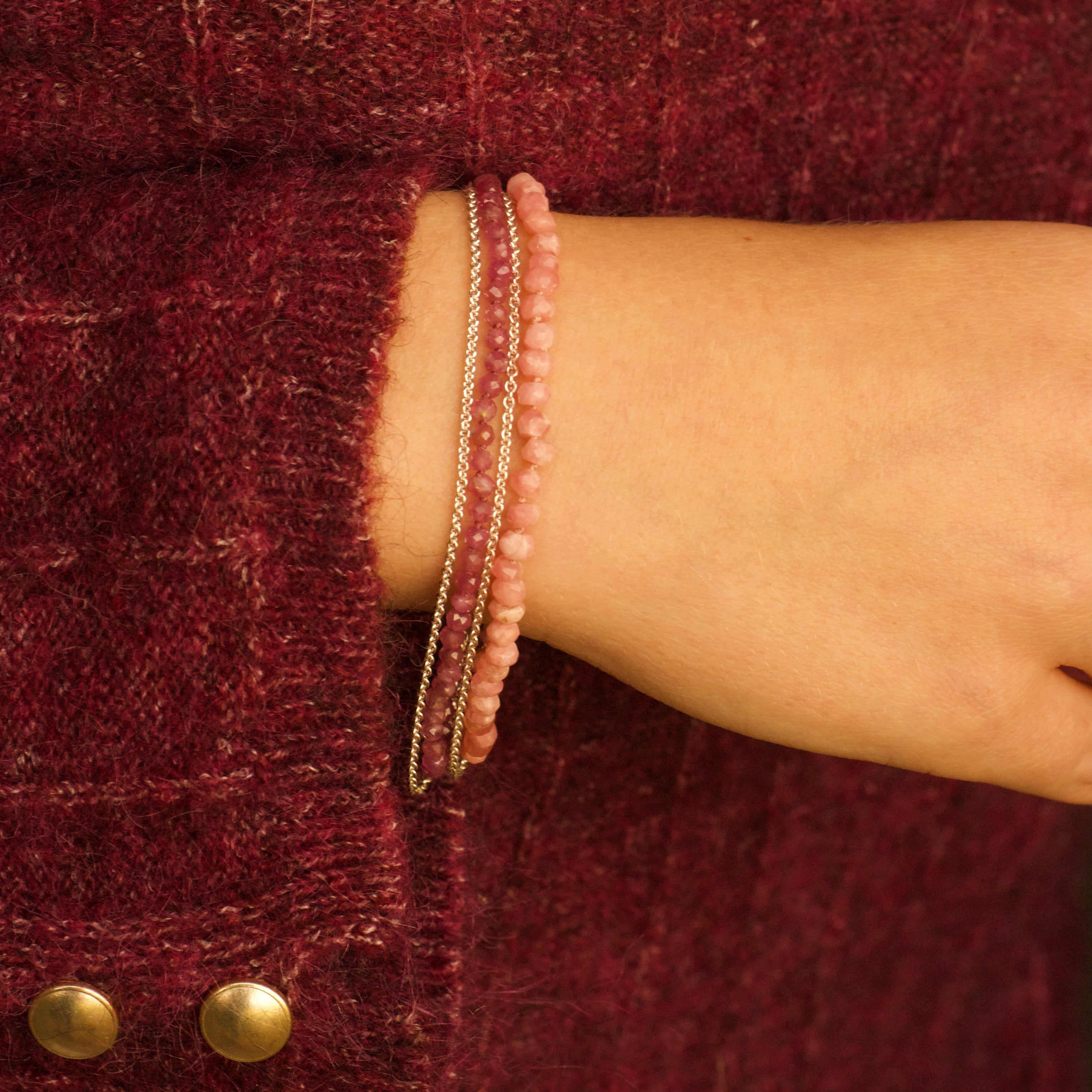 armband in 925 zilver met roze toermalijn-Hester Zagt