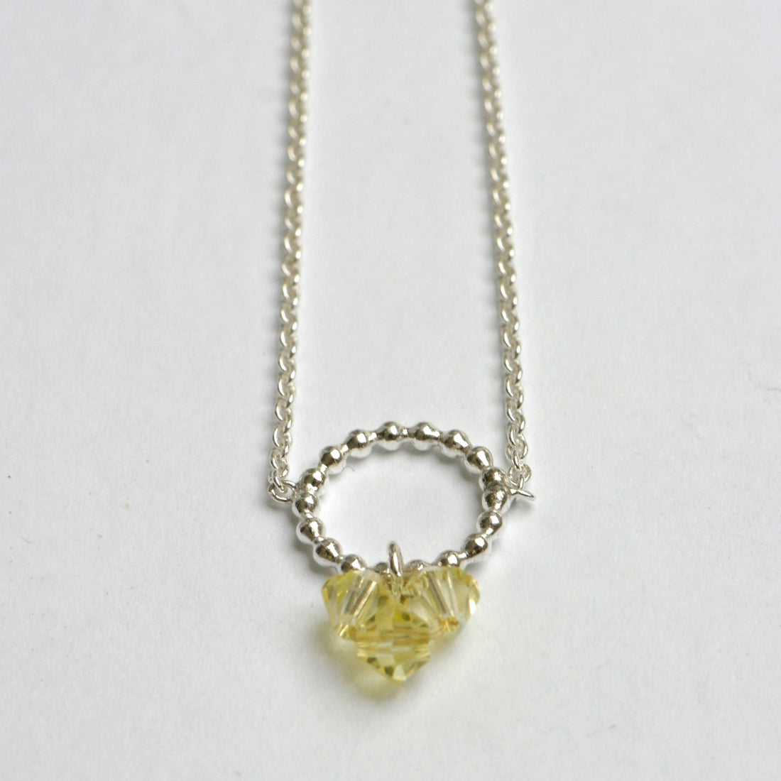 Zilveren ketting met geel swarovski-Hester Zagt