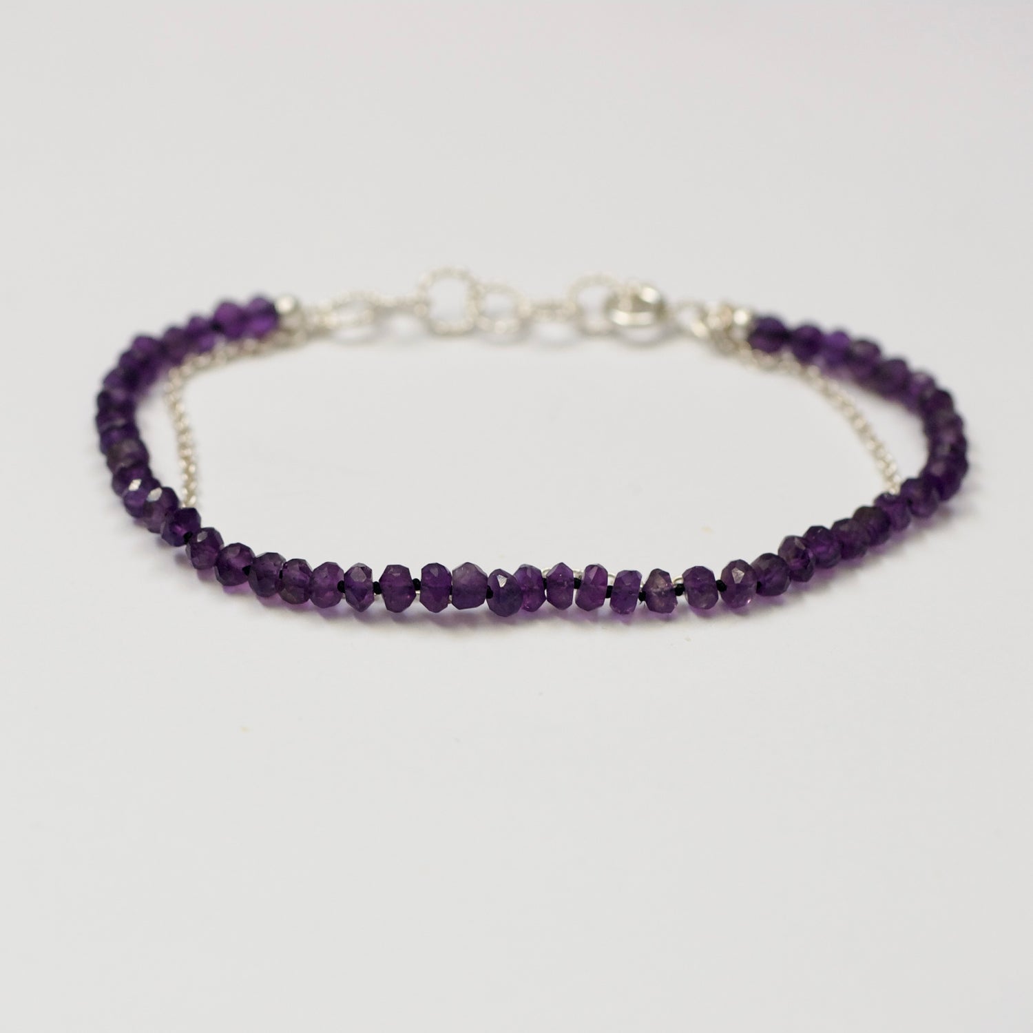 Zilveren Amethist Armband — Diep Paars