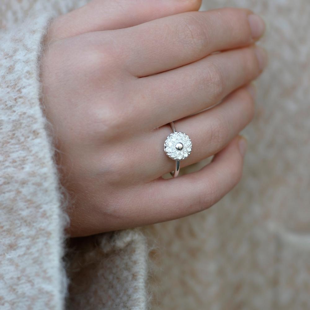 Button ring silver