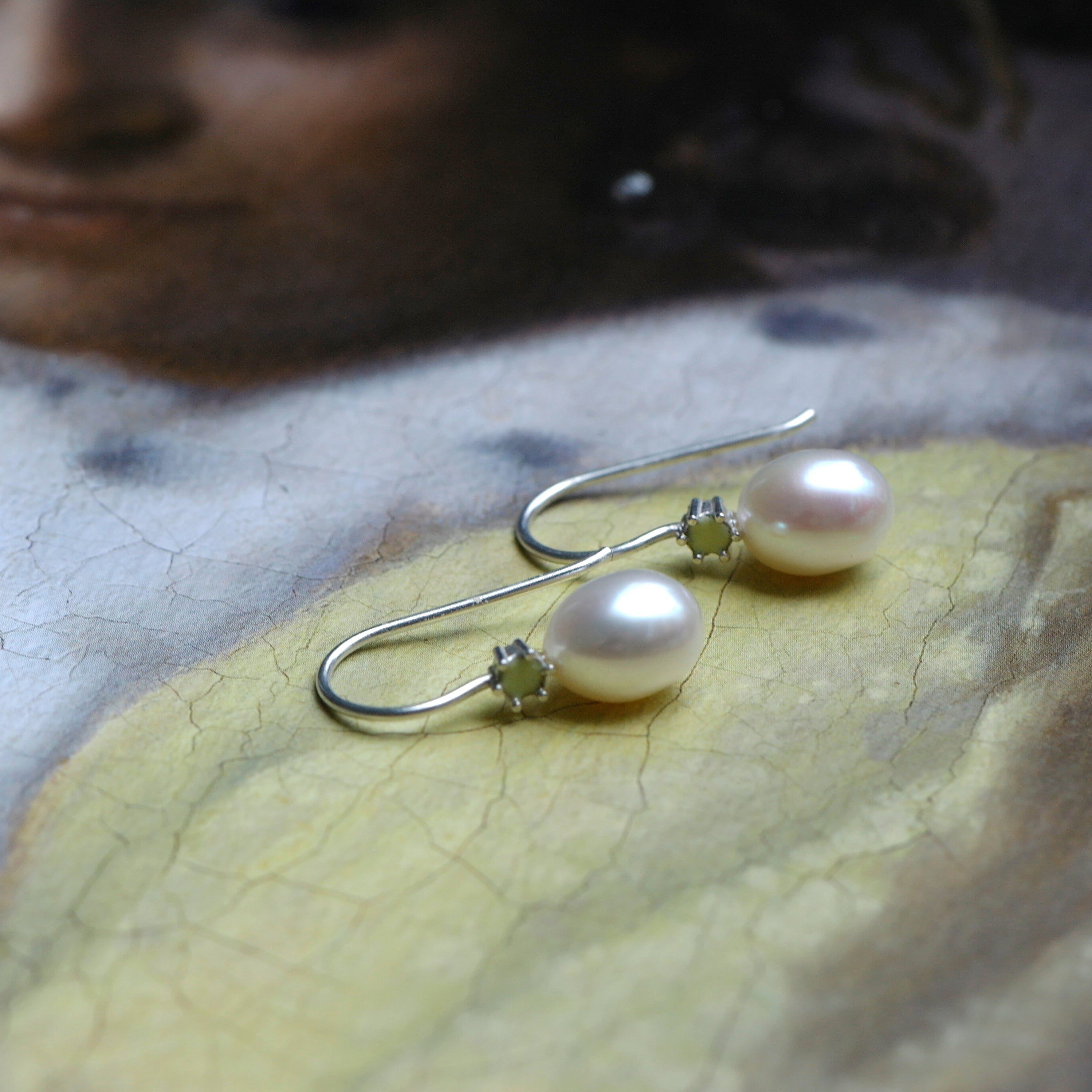 Girl by Vermeer earrings, silver with yellow enamel