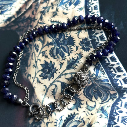 Zeeland button bracelet sodalite blackened silver